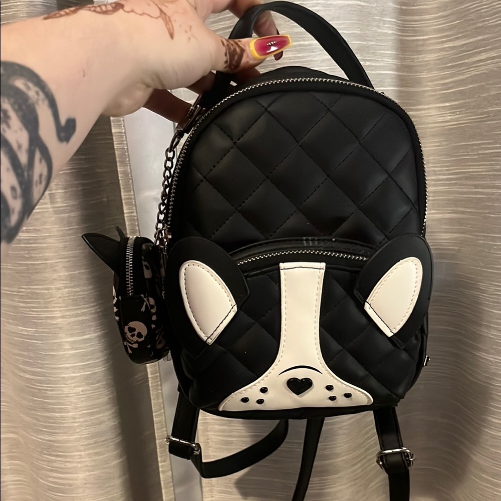 Betsey Johnson mini backpack. Dog backpack with cat wallet/small pouch.